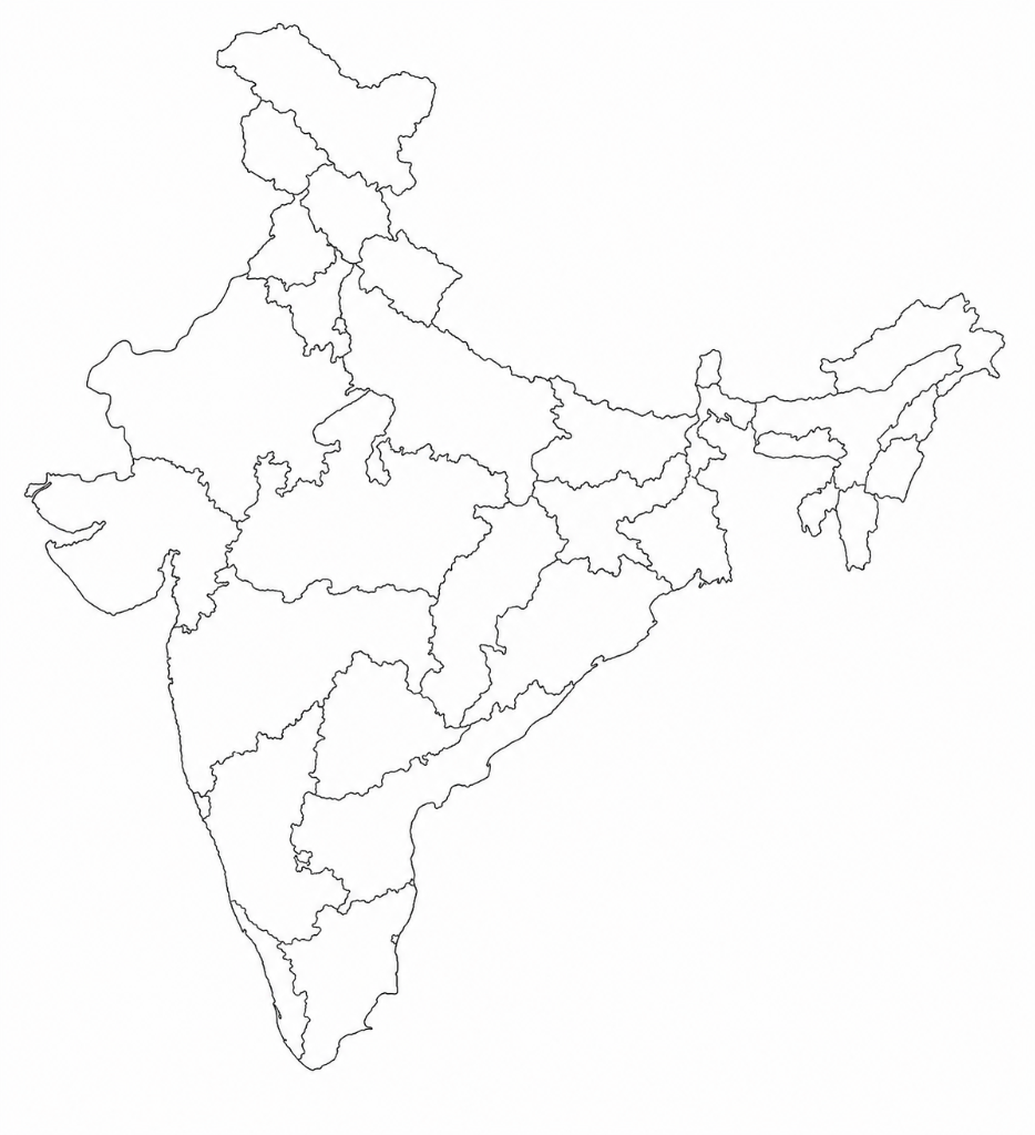 Clean India Outline Map with AMRITSAR (HQ) Supply Chain Routes